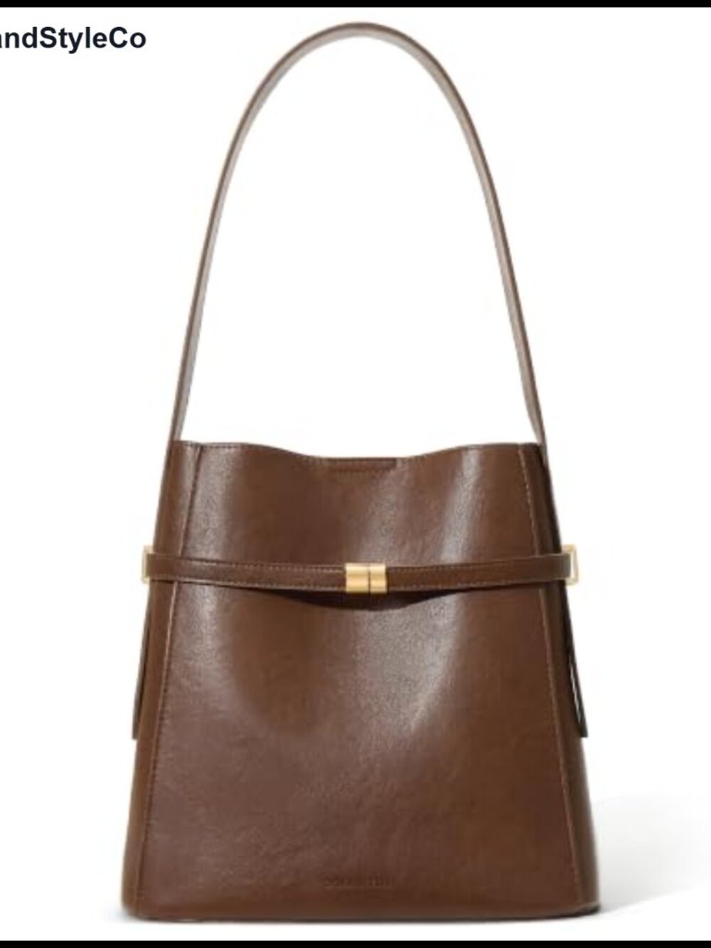 Vegan Leather Shoulder Bucket Bag with Drawstring Pouch